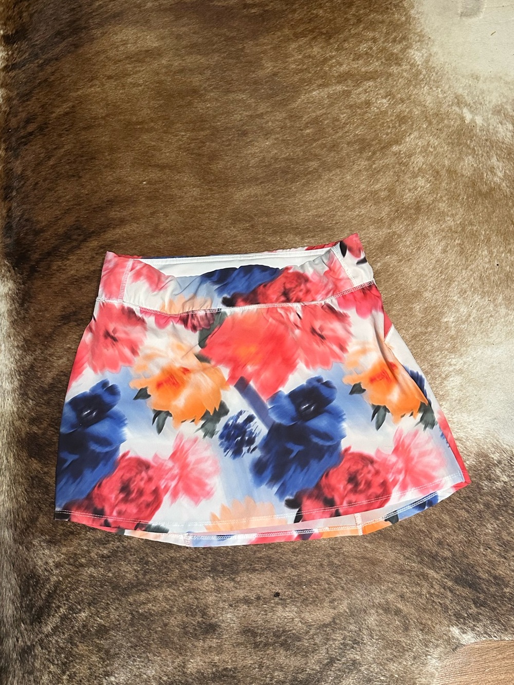 Floral Athletic Skort with Bold Multicolor Blooms